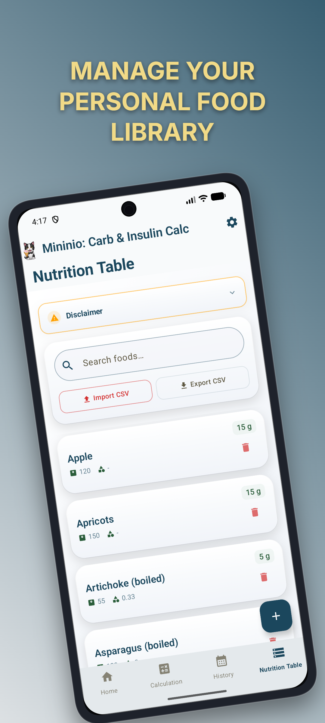 Nutrition Table
